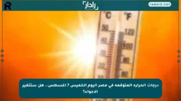 درجات الحرارة المتوقعة في مصر اليوم الخميس 7 أغسطس.. هل ستتغير الأجواء؟